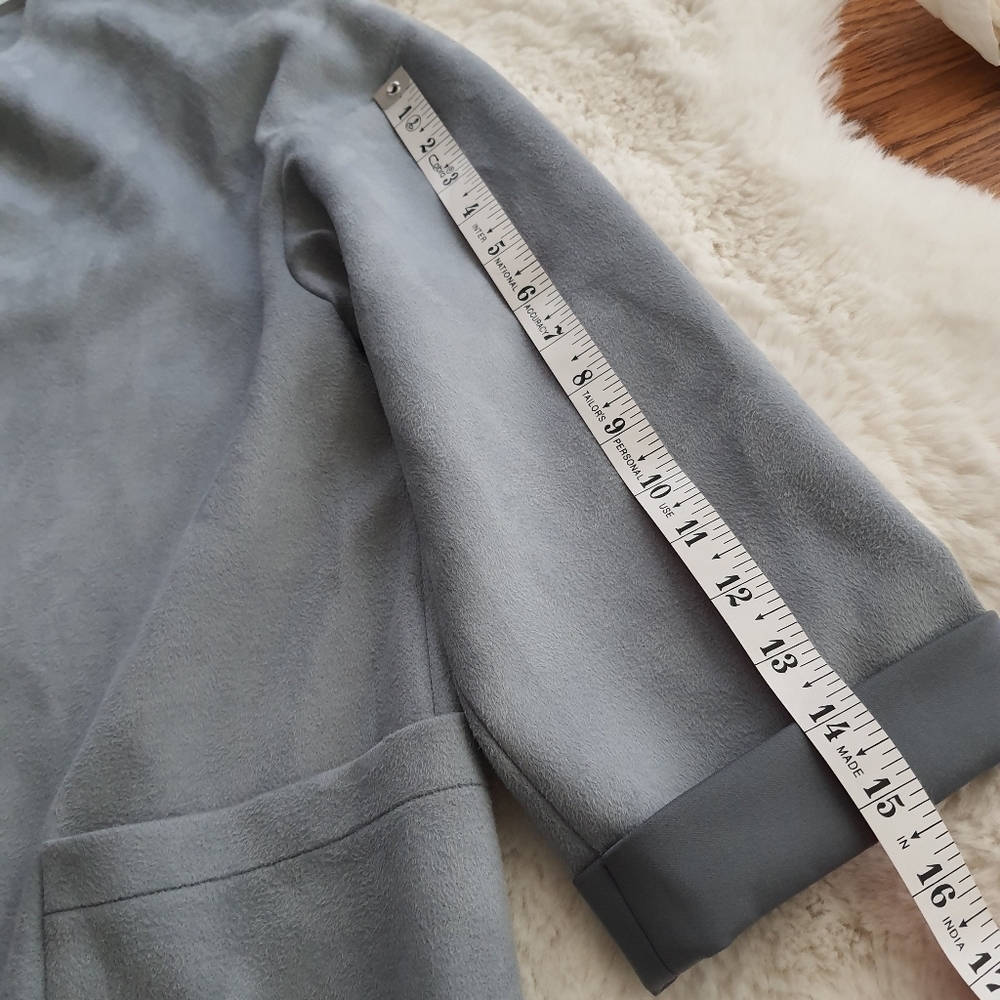 ZARA Blue Faux Suede Coat Womens Size S Drop Shoulder - Picture 11 of 13